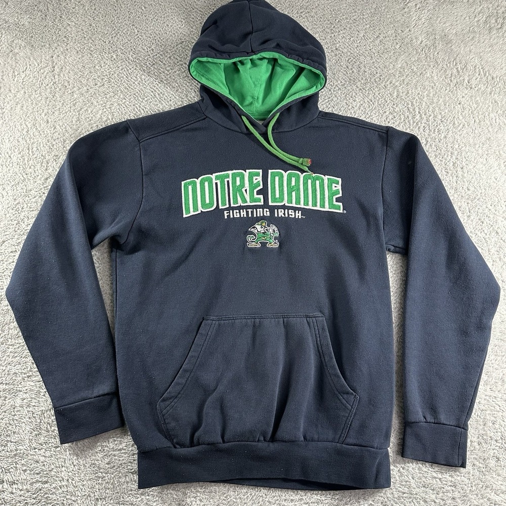 Vintage Notre Dame Hoodie Mens Small Embroidered Fighting Irish‎ Sweater